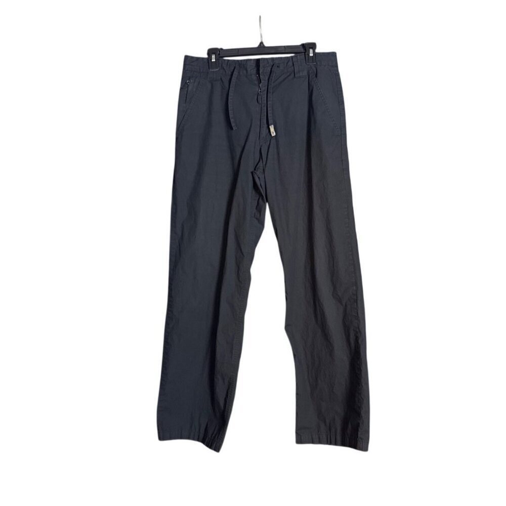 Burberry London Black Cotton Pants Mens Size L With Drawstring & Zip Closure
